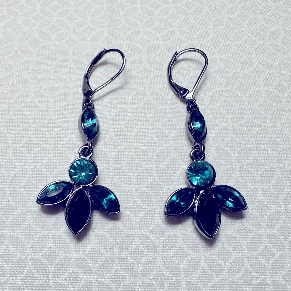 Teal blue dangle earrings - Picture 5 of 5